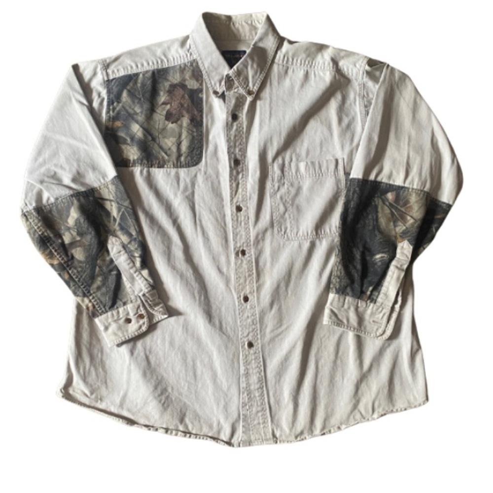 Realtree Beige and Camouflage Button Down Shirt Size 2XL